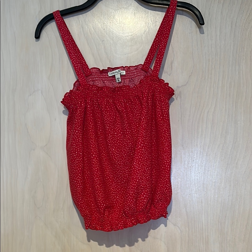 Express Red Polka Dot Tank Top